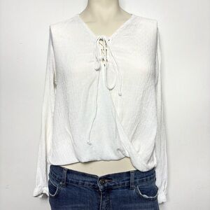 Silver jeans white tie front blouse